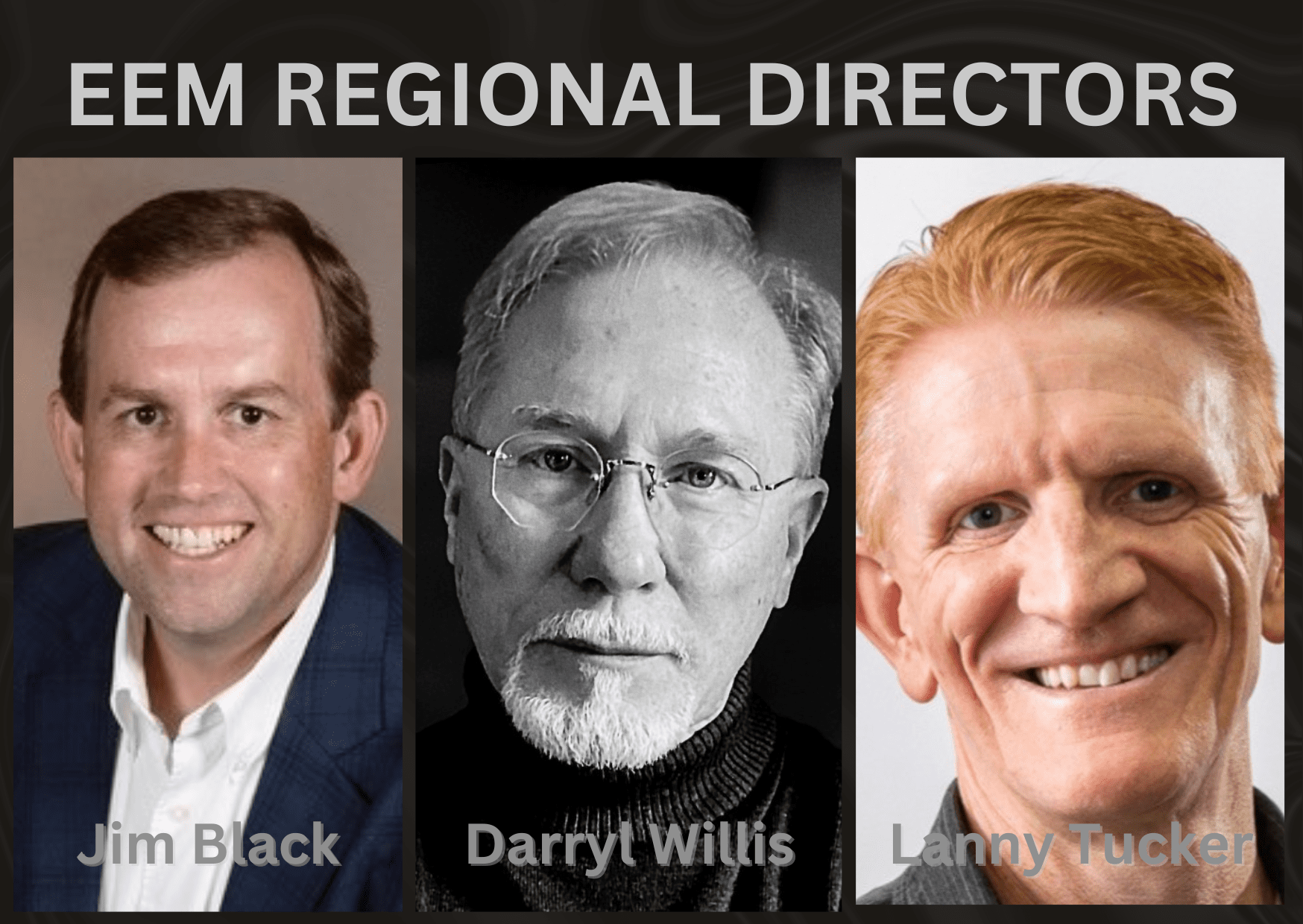 image1 Headshots of EEM Regional Directors Jim Black, Darryl Willis, Lanny Tucker