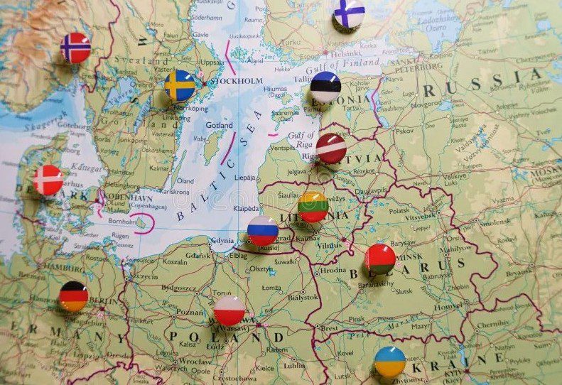 Eastern Europe map with push pins highlighting the 30+ nations where EEM distributes Bibles